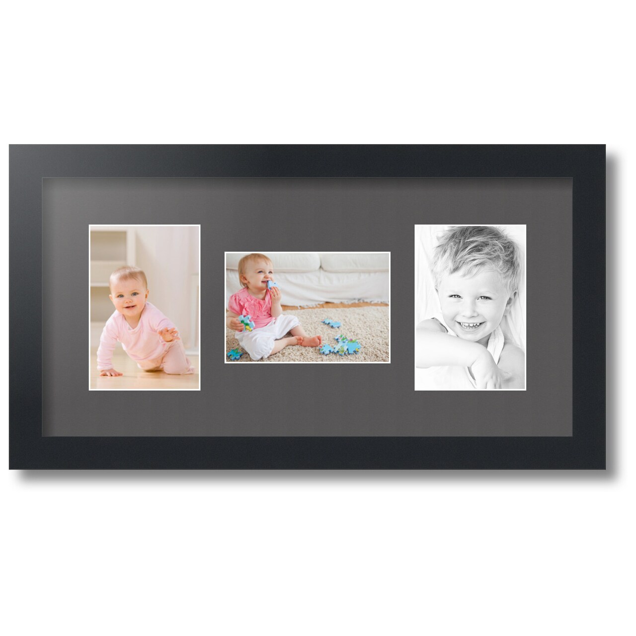 ArtToFrames Collage Photo Picture Frame with 3 - 4x6 inch Openings, Framed in Black with Over 62 Mat Color Options and Regular Glass (CSM-3926-113)